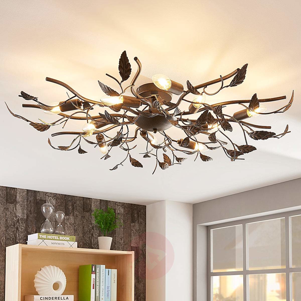 Lampenwelt com Duża lampa sufitowa LED Yos, płatki