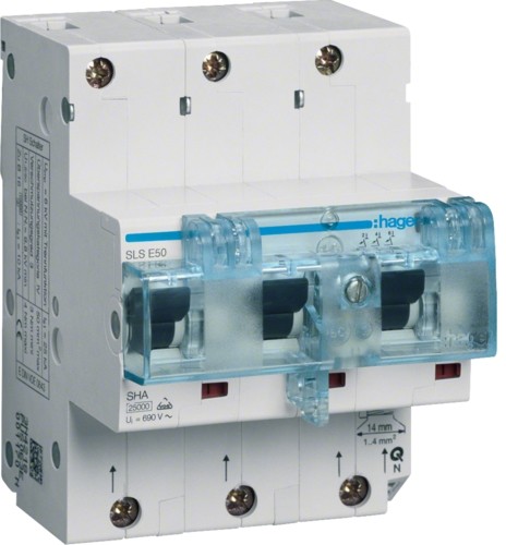 Hager MCB SLS Wyłącznik nadprądowy selektywny 3P E 50 A TS35 HTN350E