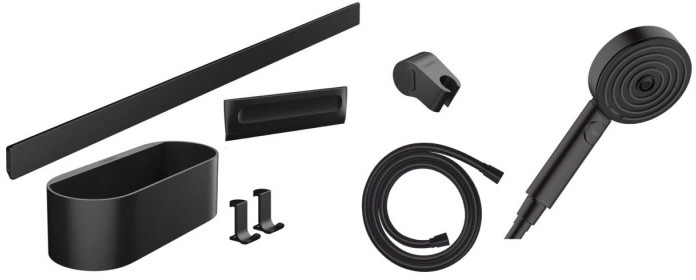 Hansgrohe WallStoris Zestaw prysznicowy + akcesoria czarny mat 24291670
