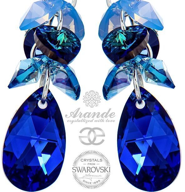 Swarovski piękne kolczyki BLUE COMET ZODIAC GRUDZIEŃ SREBRO