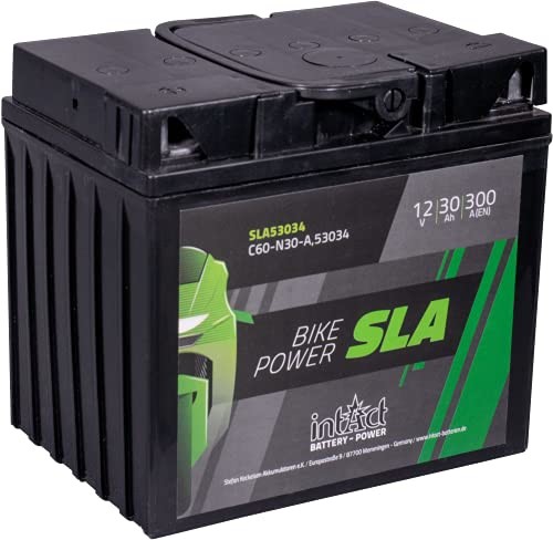 Intact intAct Bike-Power SLA53034 | C60-N-30-A | 12 V 30 Ah | 300 A (EN) | Wysokiej jakości i wydajny akumulator motocyklowy | niewymagający konserwacji akumulator AGM SLA53034