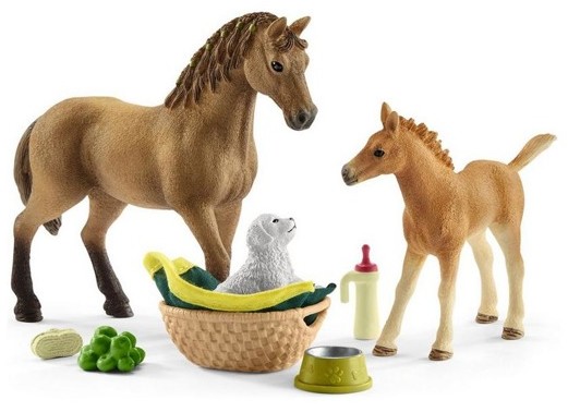 Schleich Schleich Zestaw pielęgnujący Quarter Horse + źrebię 42432 SCH42432