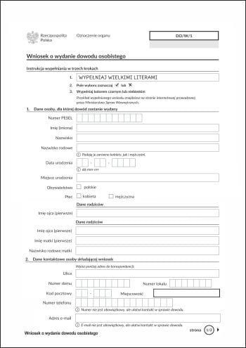 Firma krajewski Wniosek o wydanie dowodu osobistego [Do/W/1] RYZA-500 (wzór 2019) Do/W/1