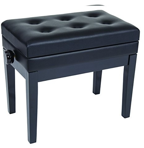 Kinsman Kinsman KPB10BK Deluxe regulowana ławka fortepianowa z pojemnikiem - czarna KPB10BK