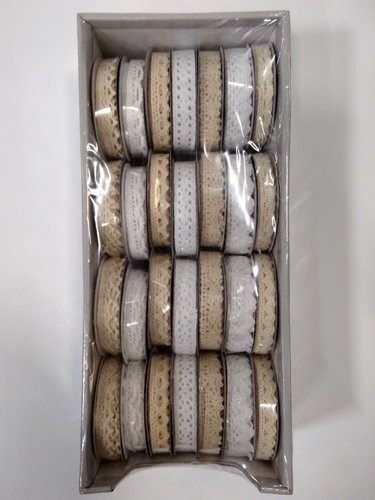 Wstążka ozdobna H019 koronka 1,5cmx3m op-28 szt mix biała i ecri