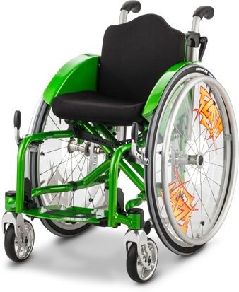 Meyra Dziecięcy wózek inwalidzki na ramie krzyżakowej - aluminiowa konstrukcja, kółko antywywrotne - różne kolory ramy FLASH 1.135)