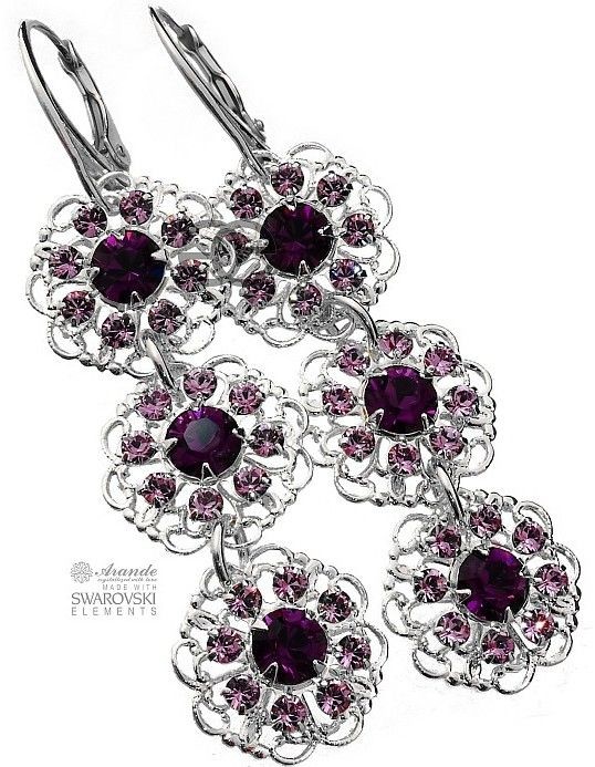 Swarovski UNIKAT KOLCZYKI AMETHYST FEELING