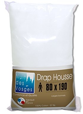 Nuit des Vosges Nuit z Wogezów 2094459 cotoval prześcieradło z gumką Uni bawełna kolor biały 80x190 cm 2094459