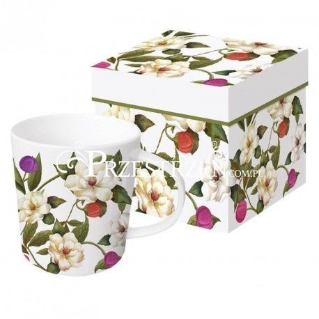 DUŻY KUBEK PORCELANOWY - Magnolie - w PUDEŁKU 603744