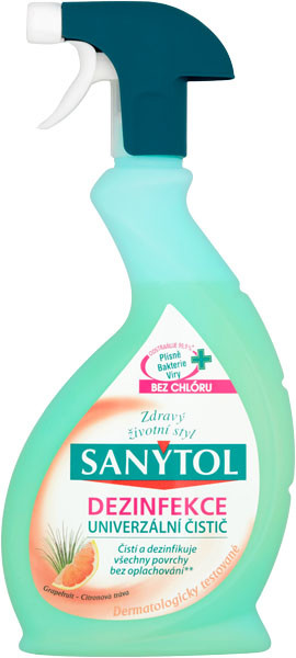 SANYTOL SANYTOL Uniwersalny dezynfekujący środek czyszczący w sprayu 500 ml grejpfrut i trawa cytrynowa