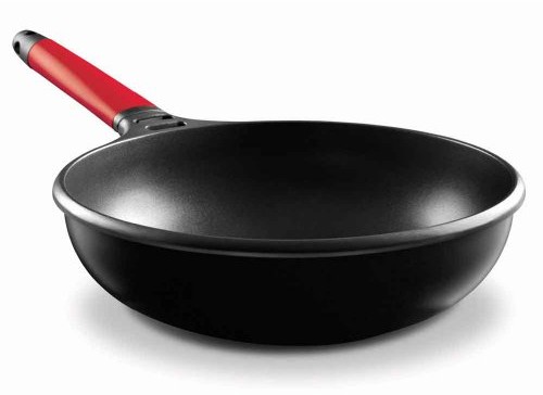 Fundix Castey fundix patelnia 28 cm  4 litrów-WOK aluminiowe przywiera do kuchenek indukcyjnych ze zdejmowanym uchwytem Czerwony F2-IW28