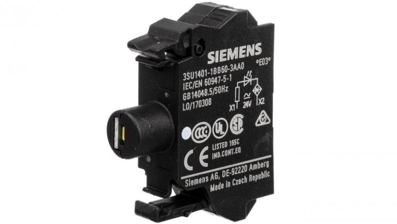 Siemens Oprawka z LED biała 24V AC/DC montaż czołowy przyłącze sprężynowe Sirius ACT 3SU1401-1BB60-3AA0 3SU1401-1BB60-3AA0