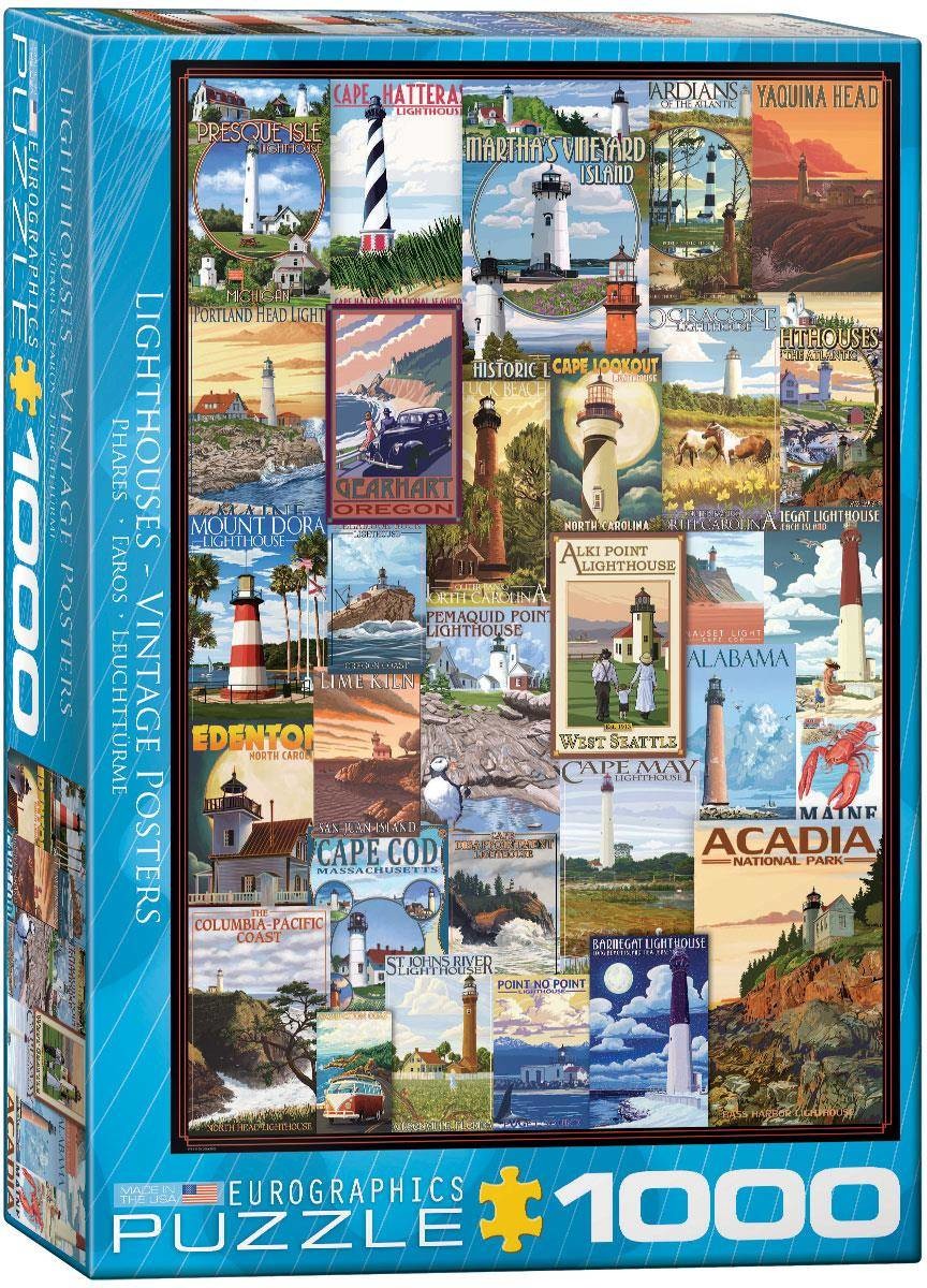 Eurographics Puzzle 1000 Lighthouses Vintage Posters 6000-0779 -