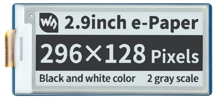 Raspberry Pi Waveshare Wyświetlacz E-paper E-Ink - 2,9'' 296x128px - SPI - czarno-biały - do Pico - Waveshare 19408 WSR-18992