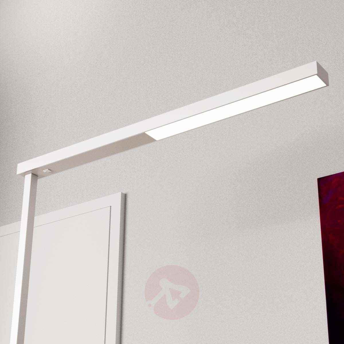 Lampenwelt COM Smukła biurowa lampa stojąca LED Tamilo, biała