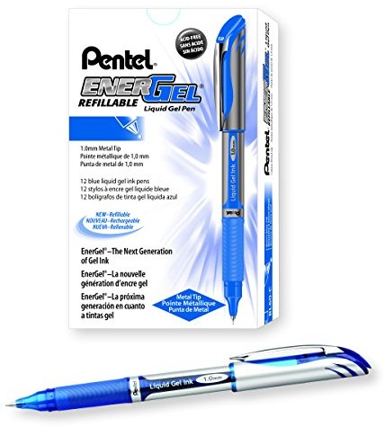 Pentel BL60-A Gel Ink Roller EnerGel z nakładką 1,0 MM, 12 sztuk, niebieski BL60-C