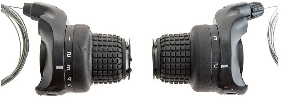 Dźwignie przerzutki manetki GRIP 3+6 linki chwyty, komplet, czarne