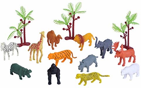 Wild Republic 23150 zestaw figurek do zabawy afrykański świat zwierząt, mały kosz do zabawy, Adventure Bucket Mini, 10 cm, 15-częściowy, Multi