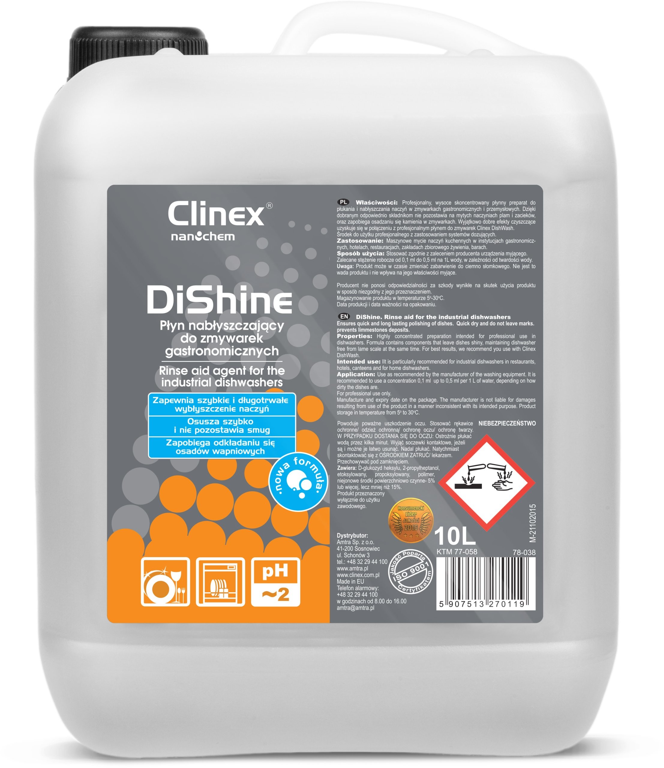 Clinex DiShine Płyn nabłyszczający do zmywarek 10L