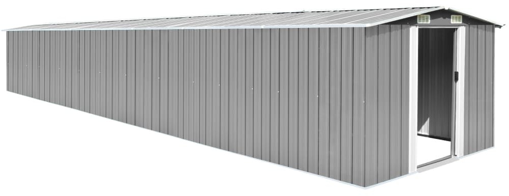 vidaXL Szopa ogrodowa, szara, 257x779x181 cm, stal galwanizowana