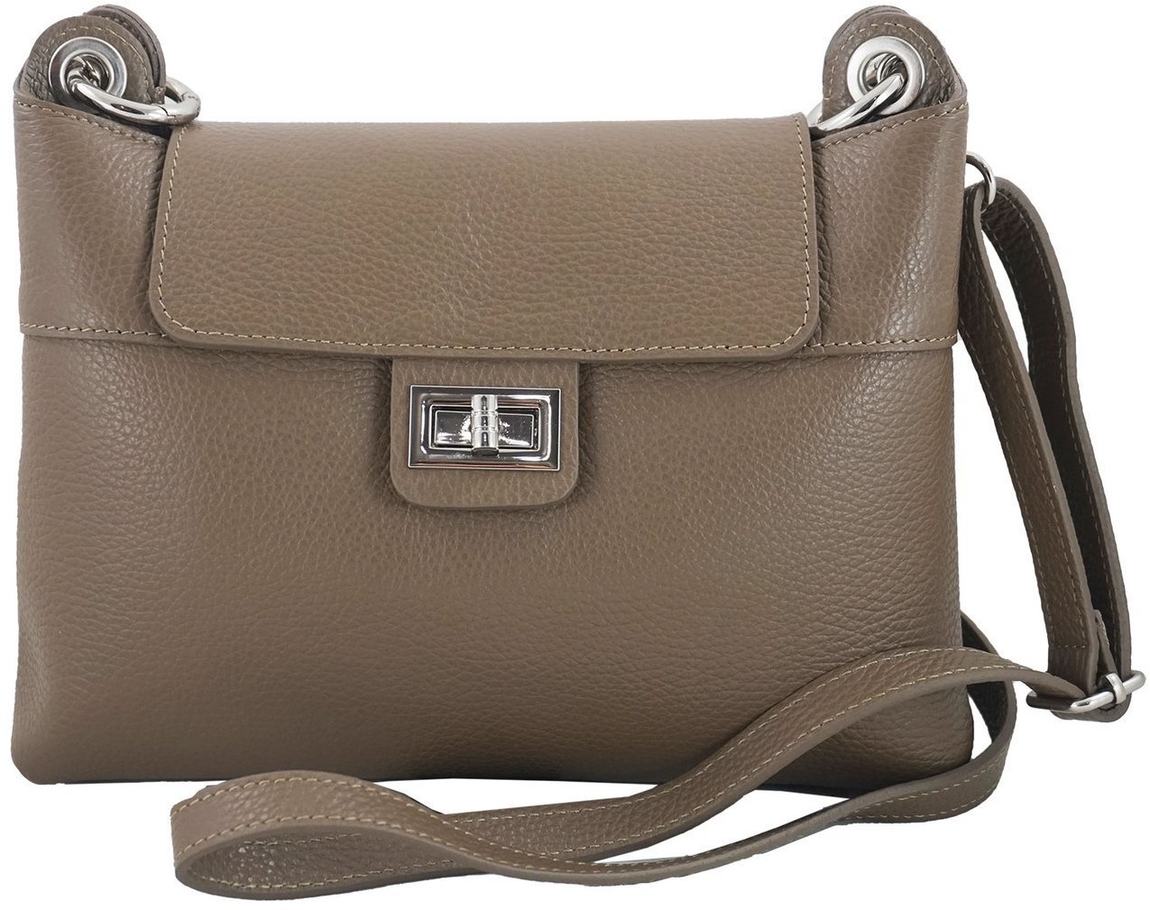 Barberini's Torebka damska skórzana crossbody - Beżowa ciemna 834-9