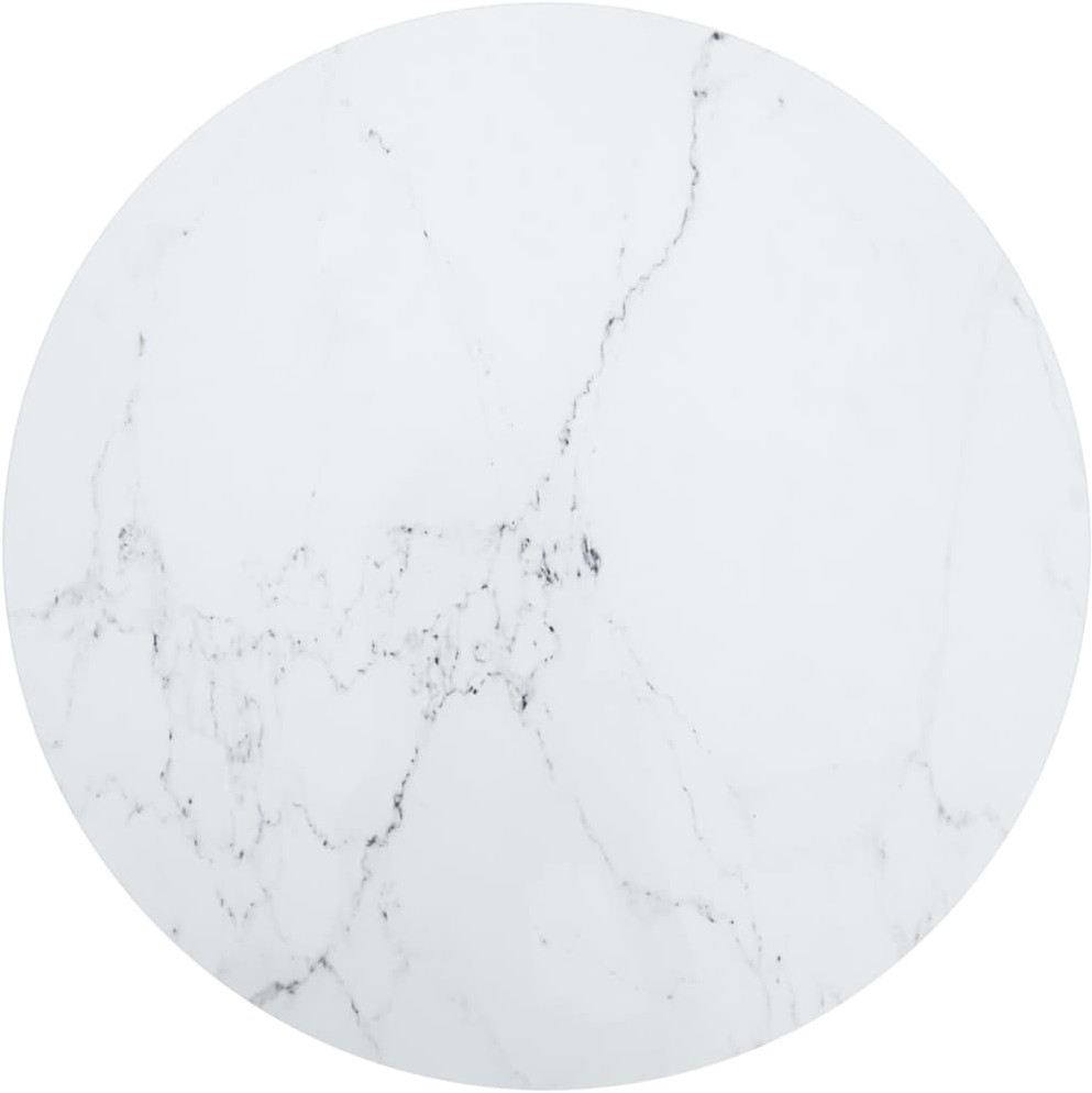 vidaXL Blat stołu, biały, 80x1 cm, szkło ze wzorem marmuru vidaXL