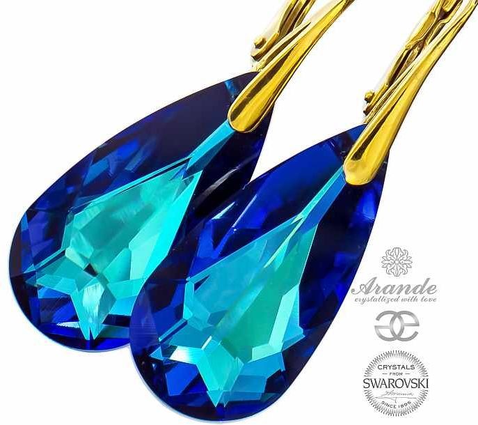 Swarovski kolczyki BERMUDA BLUE ZŁOTE SREBRO