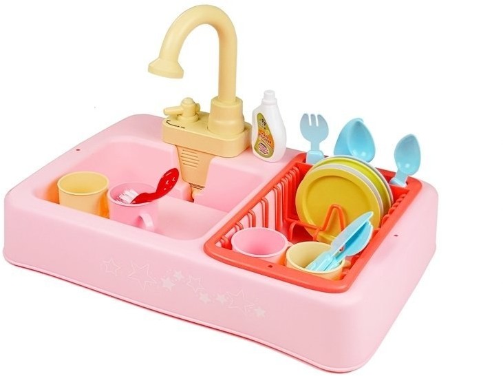 Import LEANToys Kolorowy Zlewozmywak Zlew z Wodą + Akcesoria 4037