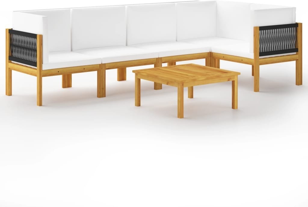 vidaXL 6-cz. zestaw wypoczynkowy do ogrodu, kremowe poduszki, akacja 3057901