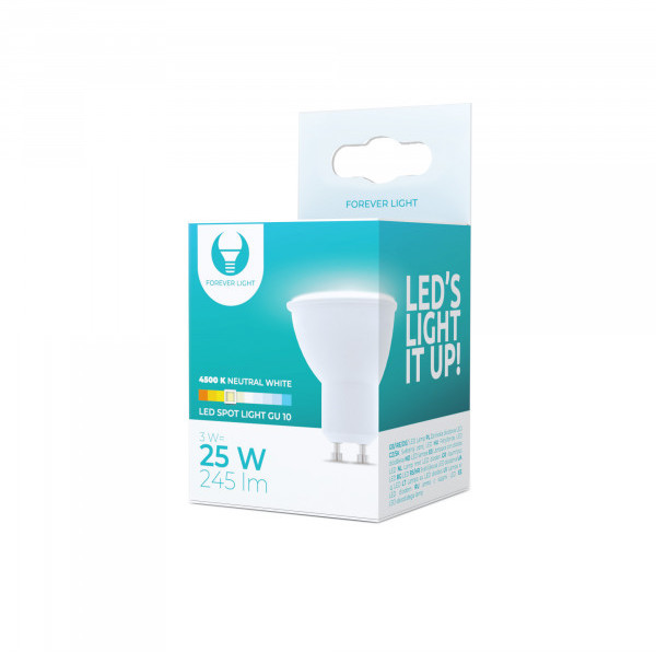 Forever Light Żarówka LED GU10 3W 230V 4500K 245lm