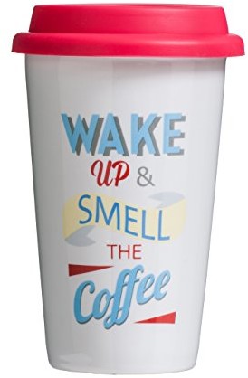 Premier Wake Up Mug ciepło podróż, z pokrywką, porcelana/silikonowe, wielokolorowa, 330 ML 0722880