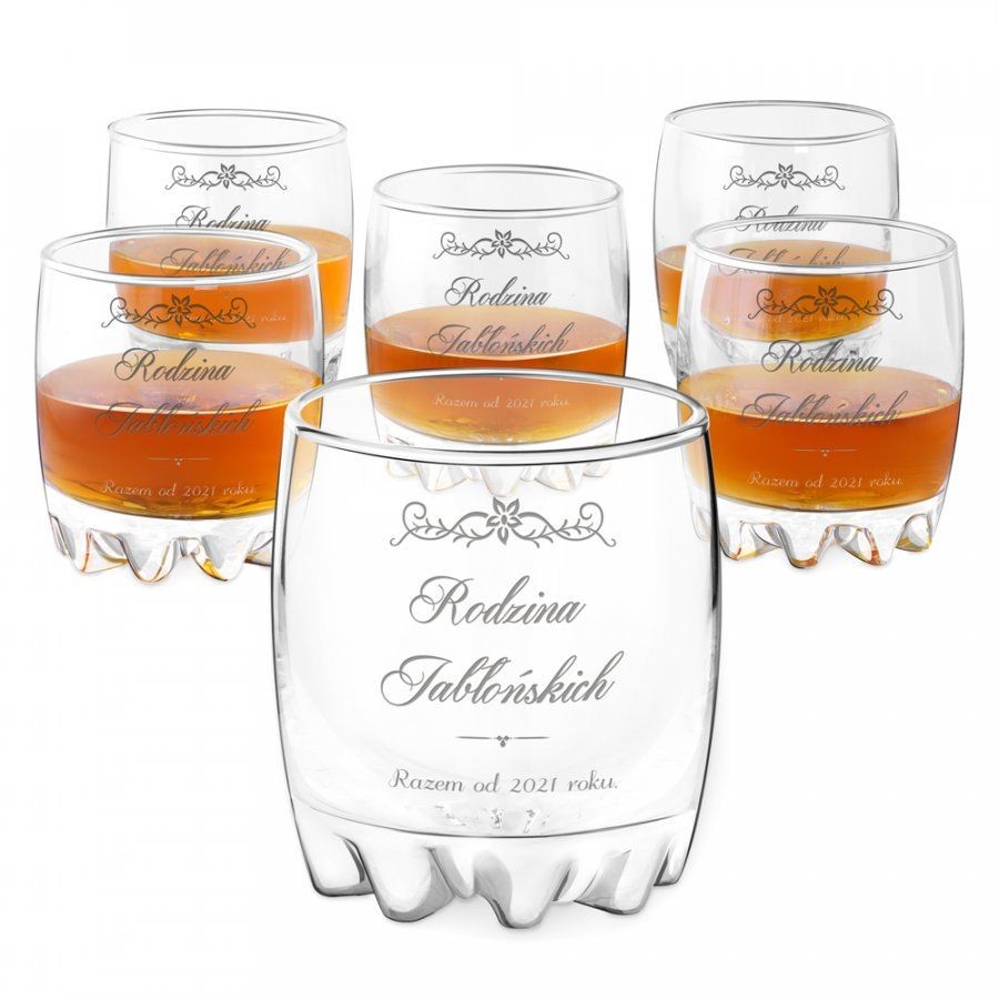 Murrano Szklanki grawerowane sylwana x6 rodzina na ślub rocznicę 6xSZS-006