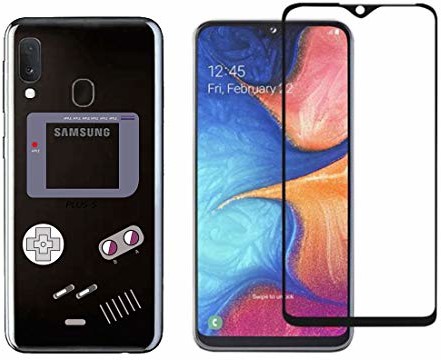 Samsung NOVAGO Novago kompatybilny z Galaxy A20E A202 - miękkie i solidne etui 1 szkło hartowane ochraniacz ekranu - ochrona przed pęknięciami A20E-Ver+1Coque