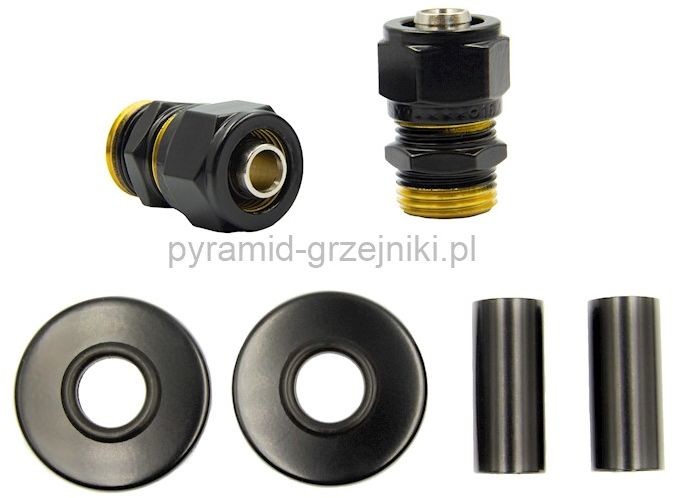 Vario Term Zestaw maskujący rozety+tuleje+złączki GZ1/2 Cu/Pex - czarny mat PEX - instalacja alu-pex ZMR1GZ1/2x1624