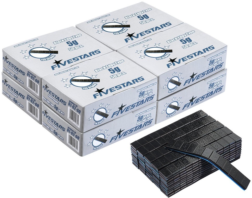 FIVESTARS Ciężarki klejone czarne do felg aluminiowych Edgy 5g 400szt