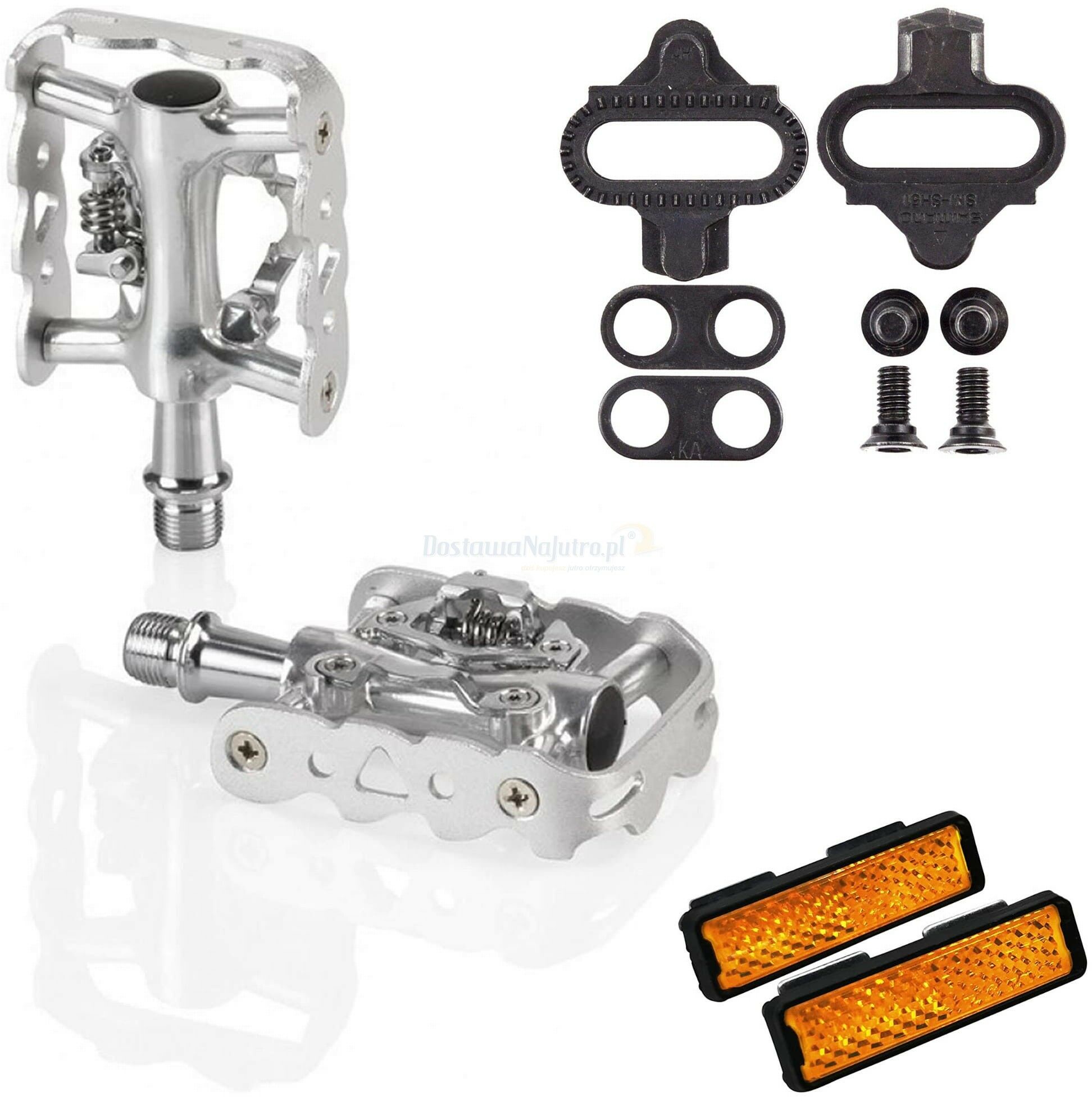 Pedały rowerowe spd platformowe XLC PD S20 + bloki 2w1 srebrne