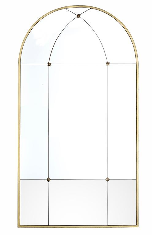 Vente-Unique pl Lustro vintage w kształcie okna z metalu PALMYRE - Dł. 80 x Wys. 150 cm - Stare złoto