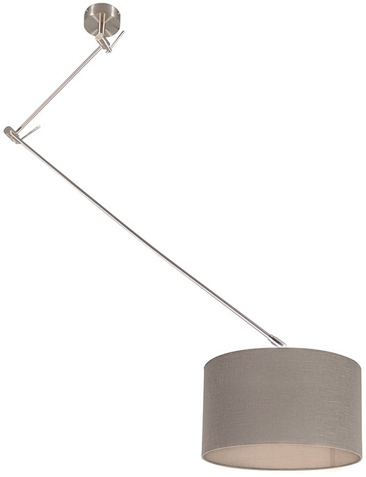 QAZQA Lampa wisząca regulowana stal klosz szarobrązowy 35cm - Blitz I