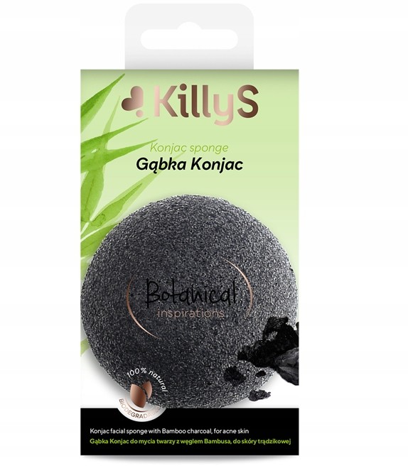 Killys Killys Gąbka Konjac Z Węglem Bambusa Mycia Twarzy