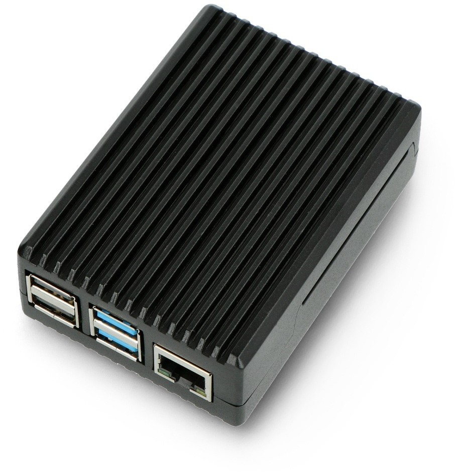 Raspberry Pi OEM Obudowa do 4B - z wycięciami - aluminiowa - czarna DNG-18742