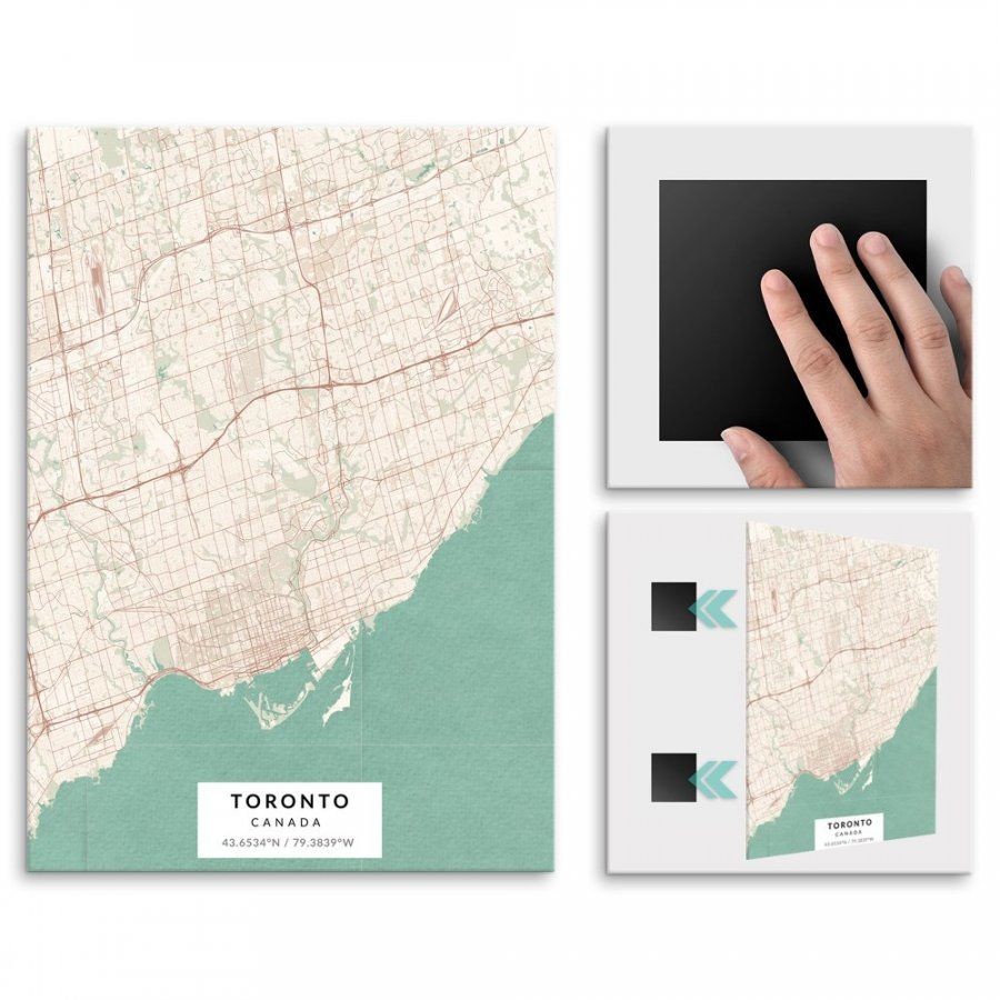 Pix4home Plakat metalowy Mapa Vintage Toronto M POS-M-03902