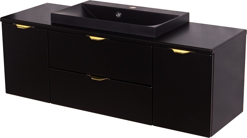 Czarna szafka łazienkowa z czarną umywalką 120 cm Liv Victa VIC-C-U120/39/2 + LivB