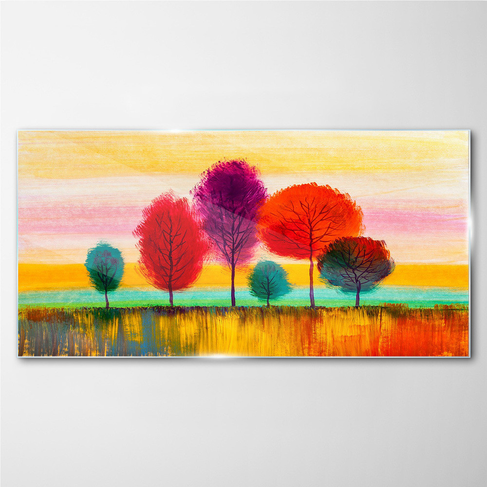 PL Coloray Obraz na Szkle Abstrakcja Drzewa 120x60cm
