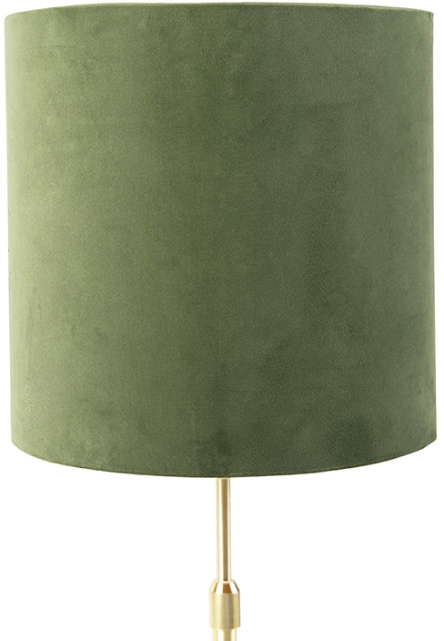 QAZQA Lampa stołowa regulowana złota/mosiądz klosz welurowy zielony 25cm - Parte