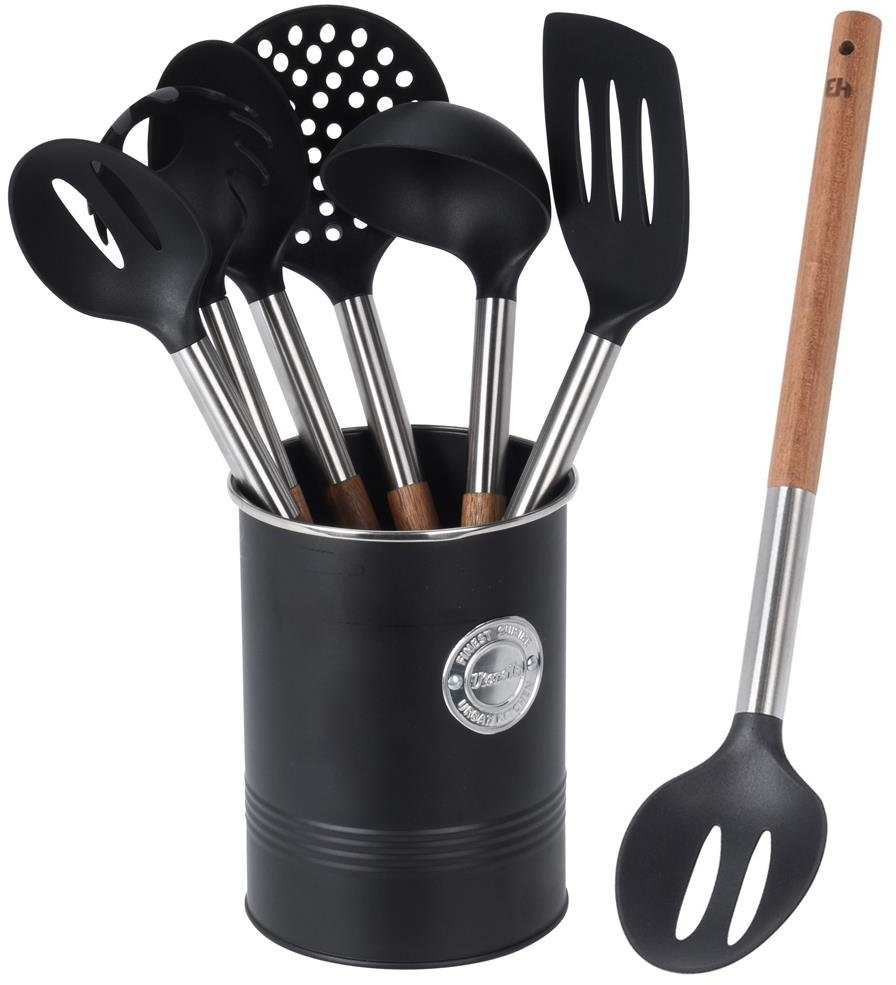 EH Excellent Houseware Zestaw przyborów kuchennych w koszyku chochla łopatka szumówka łyżka 142608
