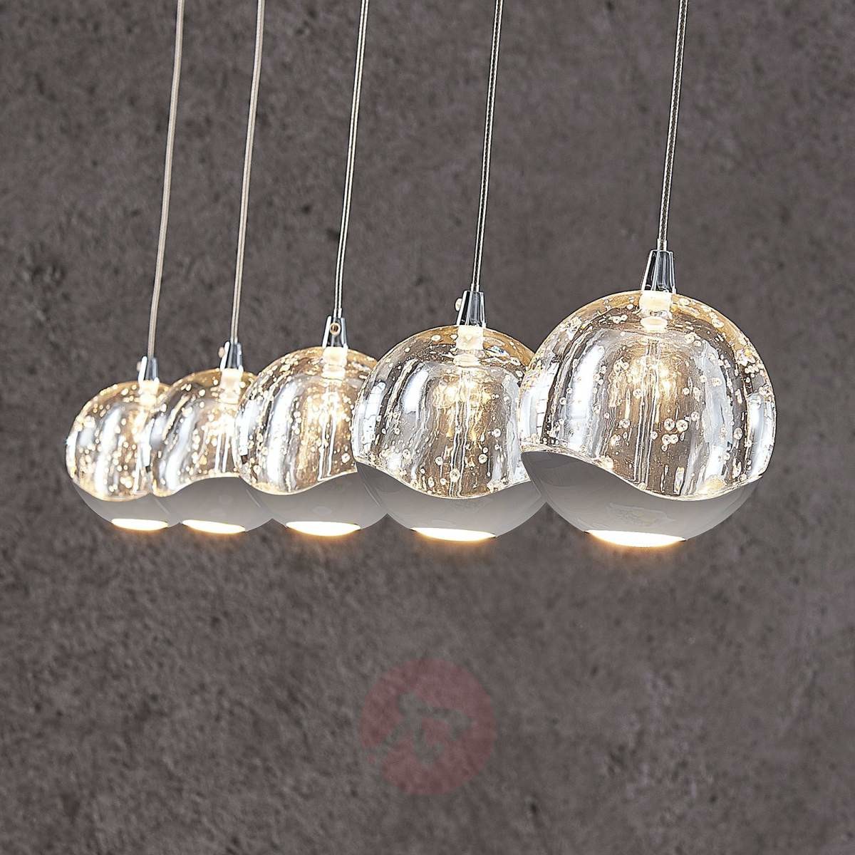 Lampenwelt com Lampa wisząca LED Hayley, 5-pkt., podłużna, chrom