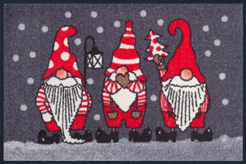 Wash&Dry wycieraczka z bożonarodzeniowymi krasnalami, nadaje się do prania, wielokolorowa, 50 x 75 cm 057130