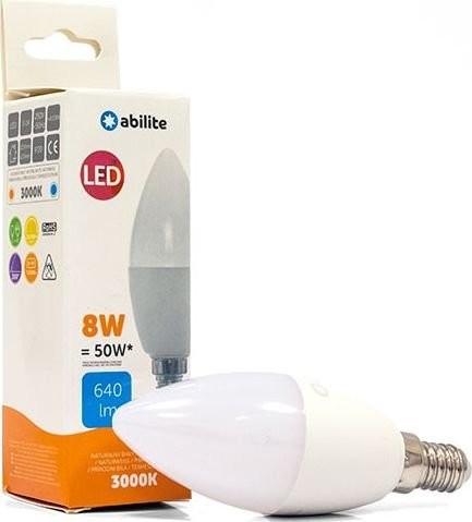 Abilite ŻARÓWKA LED ŚWIECZKA MLECZNA B.CIEPŁA E14 8W/230V 640LM C37