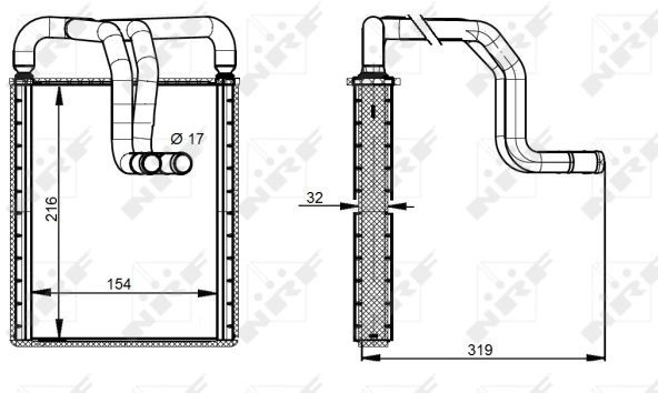 NRF Wymiennik ciepła, ogrzewanie wnętrza 54335 54335