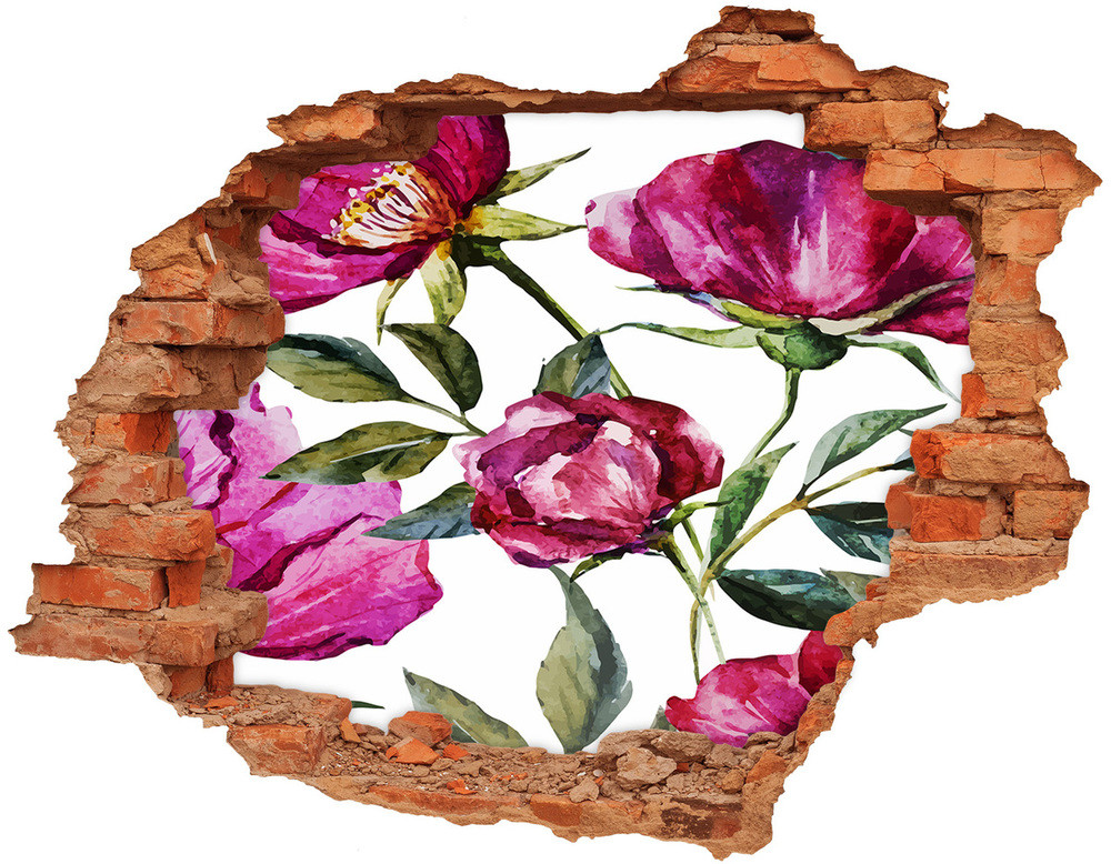 Wallmuralia.pl Naklejka dziura na ścianę Różowe piwonie